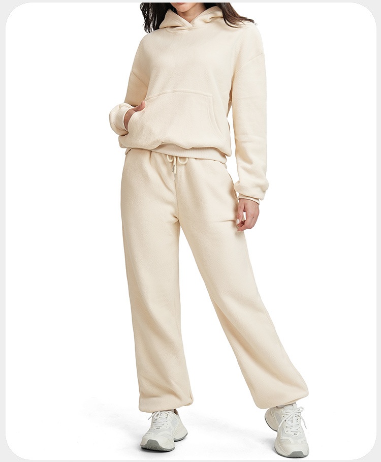 Conjunto deportivo informal de dos piezas para mujer, chaqueta holgada con cremallera y sudadera con capucha ancha, FGBETZ5540