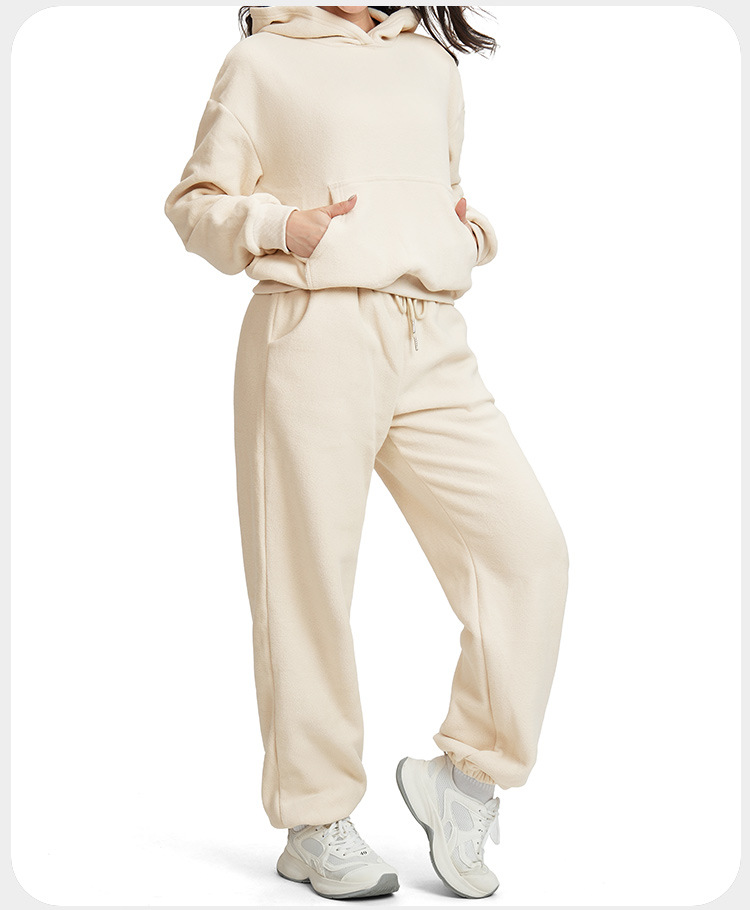 Conjunto deportivo informal de dos piezas para mujer, chaqueta holgada con cremallera y sudadera con capucha ancha, FGBETZ5540