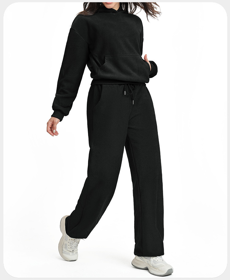 Conjunto deportivo informal de dos piezas para mujer, chaqueta holgada con cremallera y sudadera con capucha ancha, FGBETZ5540