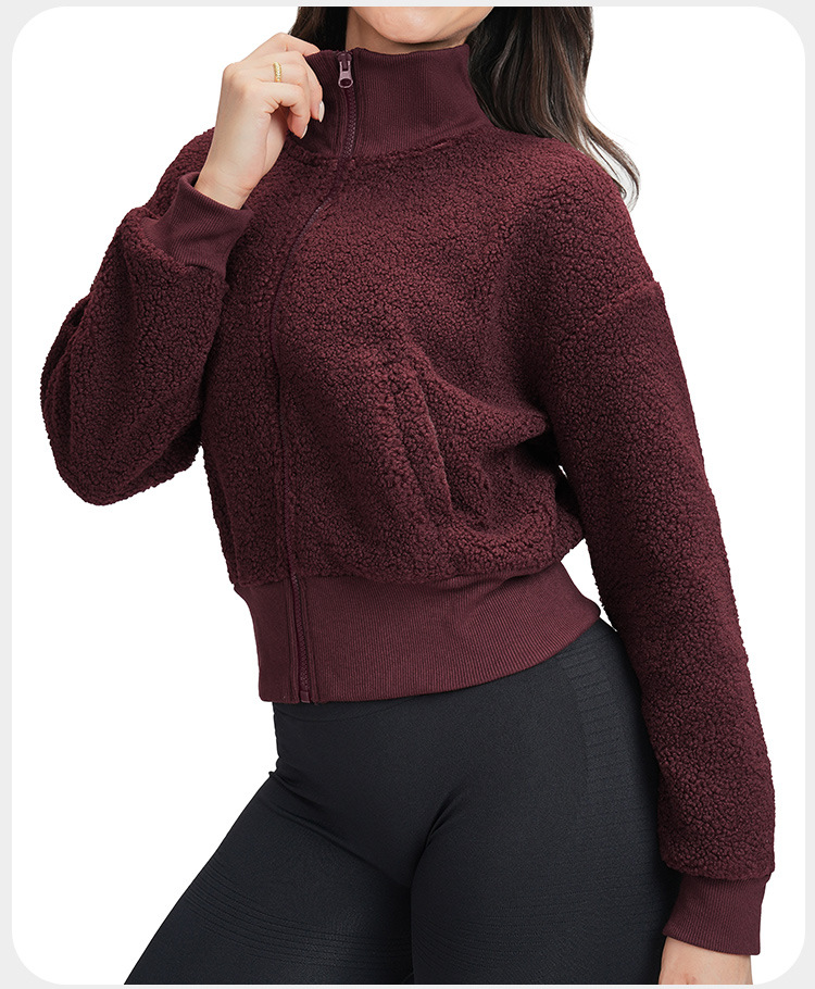 Women's Autumn Winter Windproof Zipper Jacket Stand Collar Running Coat Fitness Clothing FGBEWT5538