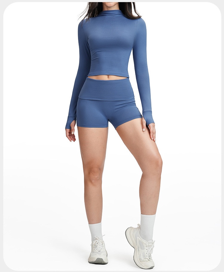 Conjunto de yoga para mujer, manga larga, ajustado, deportivo, cintura alta, para correr, FGBTZ5541