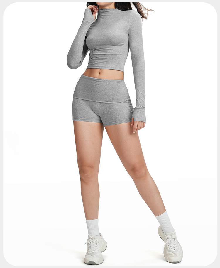 Conjunto de yoga para mujer, manga larga, ajustado, deportivo, cintura alta, para correr, FGBTZ5541