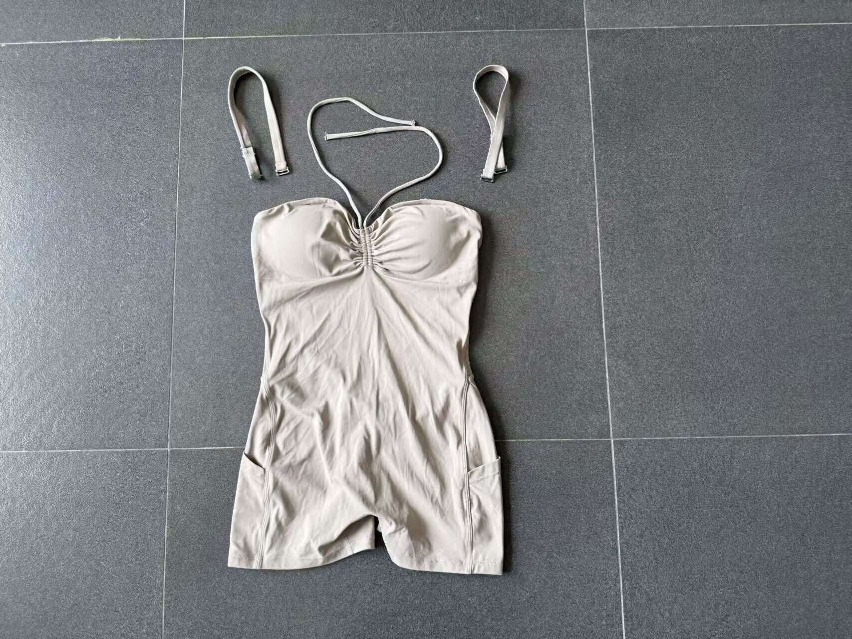 Mono corto de yoga sin mangas para mujer, versátil, con múltiples opciones de uso, para entrenamiento, con bolsillos, FGB15177