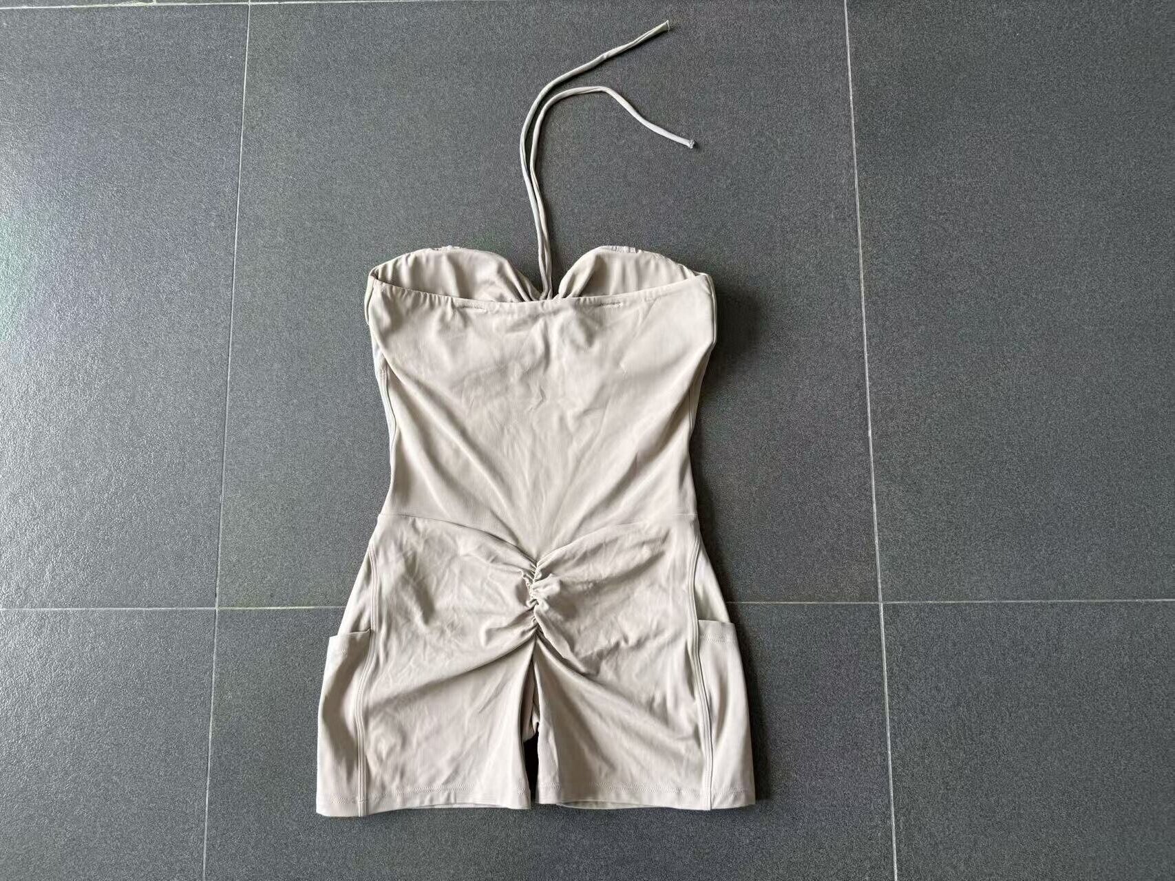 Mono corto de yoga sin mangas para mujer, versátil, con múltiples opciones de uso, para entrenamiento, con bolsillos, FGB15177