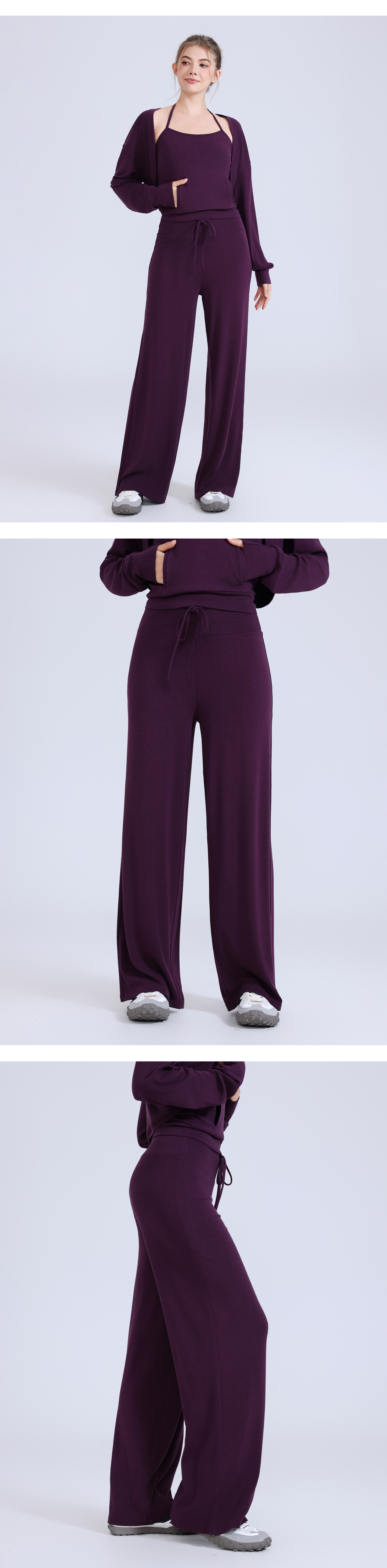 Pantalones de yoga de nuevo estilo, cintura elástica, holgados, de pierna recta, para fitness, de pierna ancha, informales, para correr, para mujer, FGBCK3371