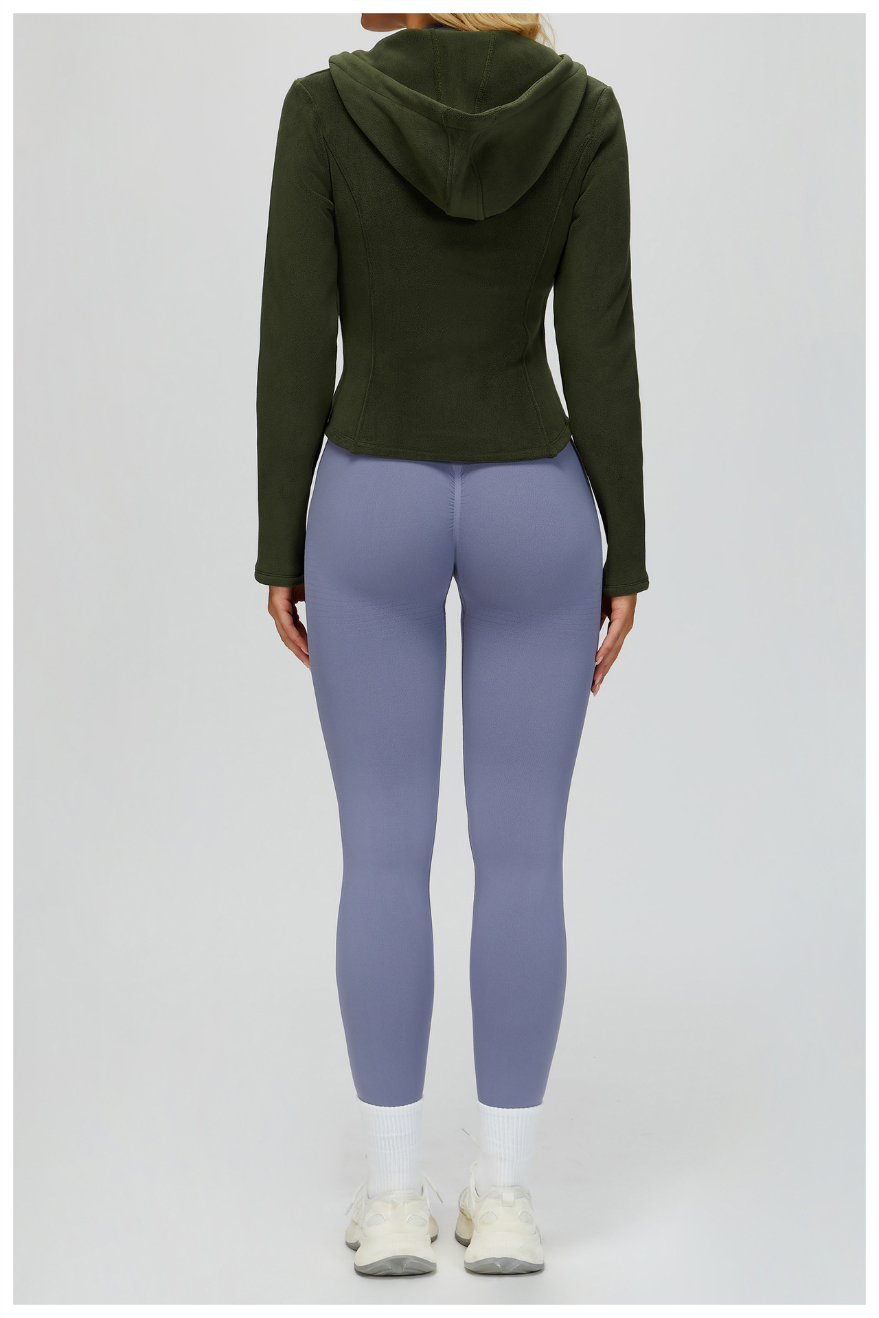 Chaqueta de yoga cálida de corte entallado con cremallera para mujer, de forro polar y bolsillo FGBEWT5076