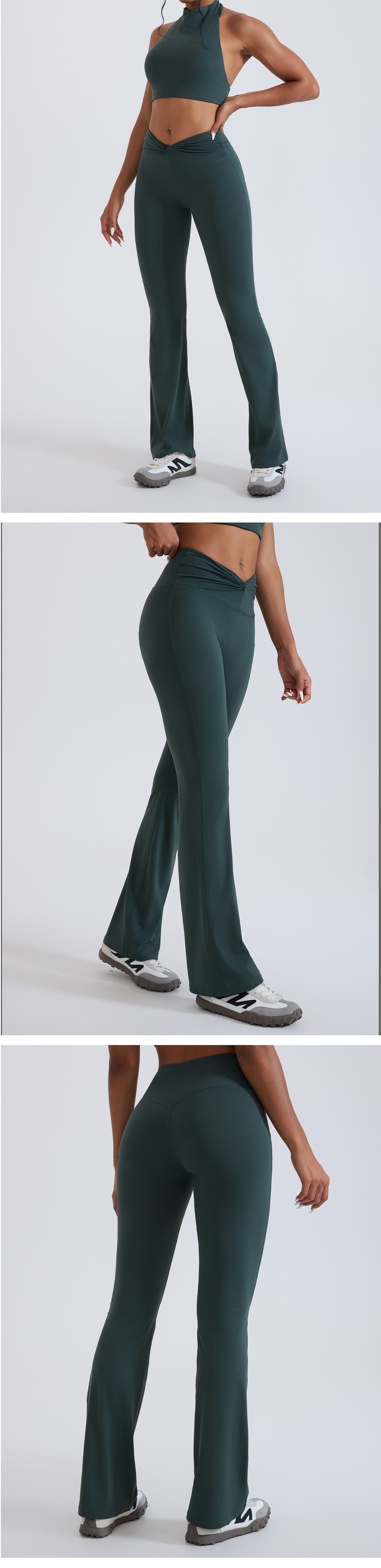 Pantalones de yoga para mujer, pantalones de yoga acampanados de cintura alta, leggings de fitness, pantalones elásticos para gimnasio, pantalones deportivos casuales de pierna ancha FGBYCK5764