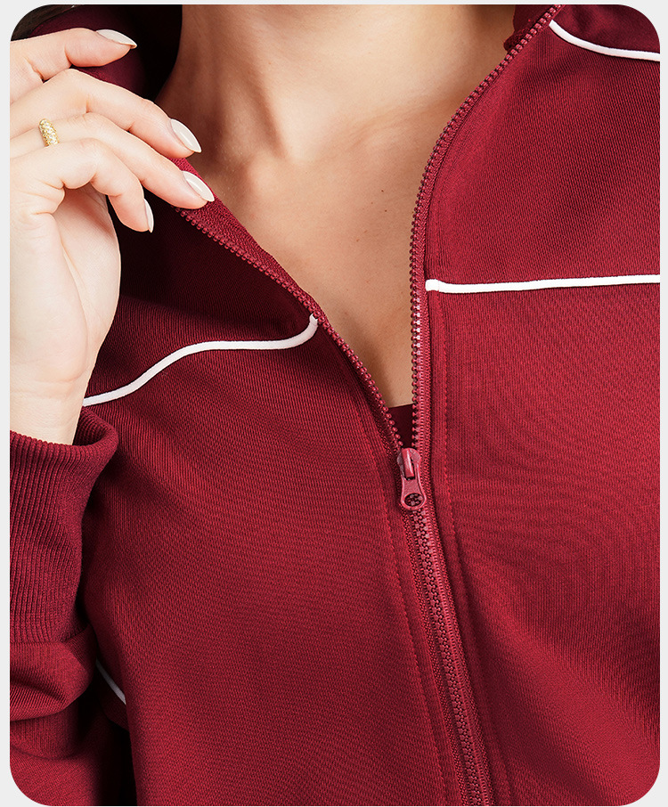 Chaqueta deportiva con cremallera para mujer, cuello alto, para gimnasio, fitness, yoga, FGBEWT5079