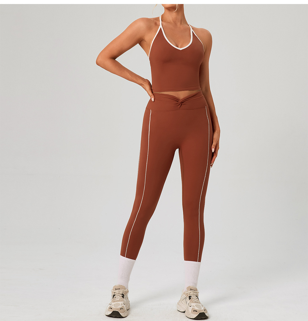 Leggings de yoga de cintura alta, nuevos leggings deportivos, conjunto de sujetador y yoga para mujer, atuendo FGBYW586 KW451