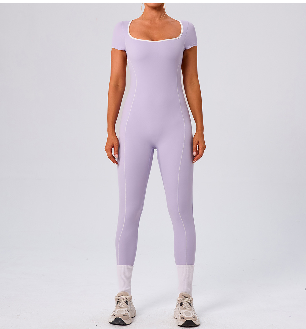 Mono de fitness de una pieza para mujer, mono de gimnasio de manga corta, mono de yoga de una pieza, ropa deportiva, monos deportivos FGBYW1024L