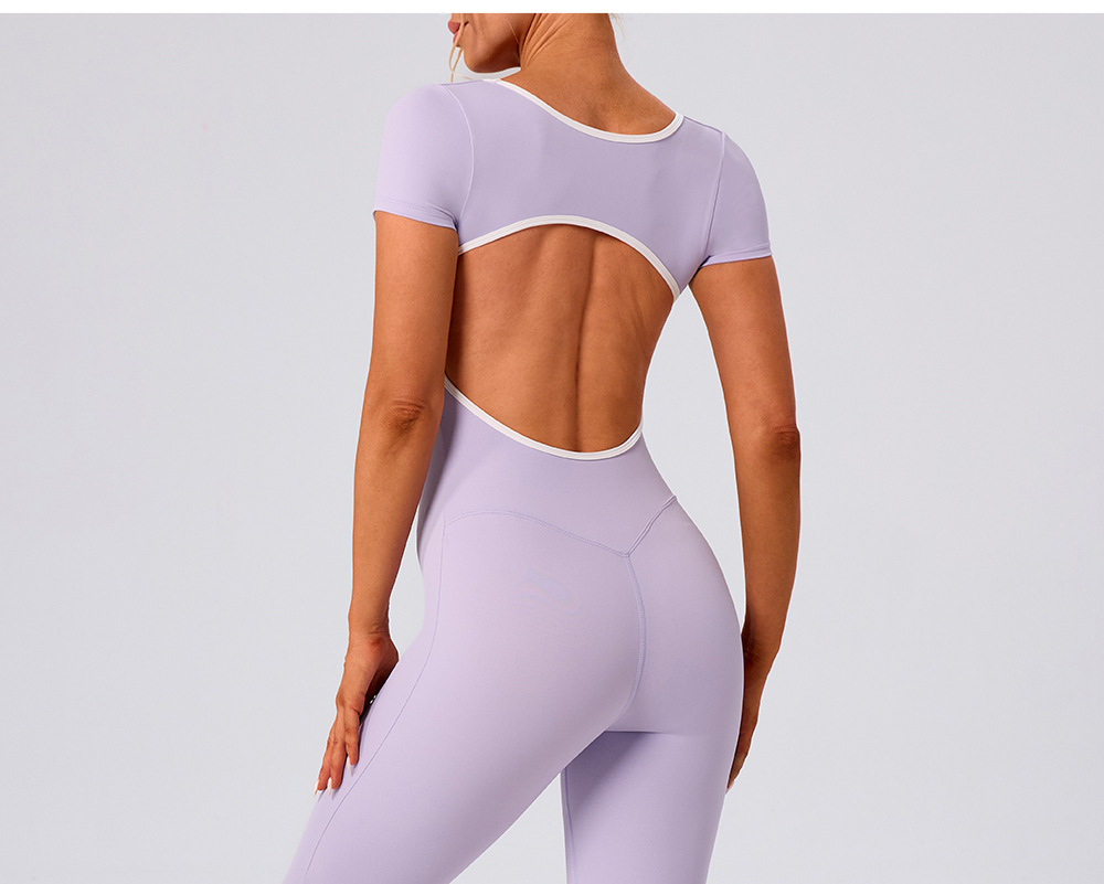 Mono de fitness de una pieza para mujer, mono de gimnasio de manga corta, mono de yoga de una pieza, ropa deportiva, monos deportivos FGBYW1024L