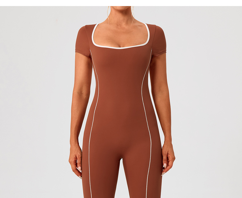 Mono de fitness de una pieza para mujer, mono de gimnasio de manga corta, mono de yoga de una pieza, ropa deportiva, monos deportivos FGBYW1024L