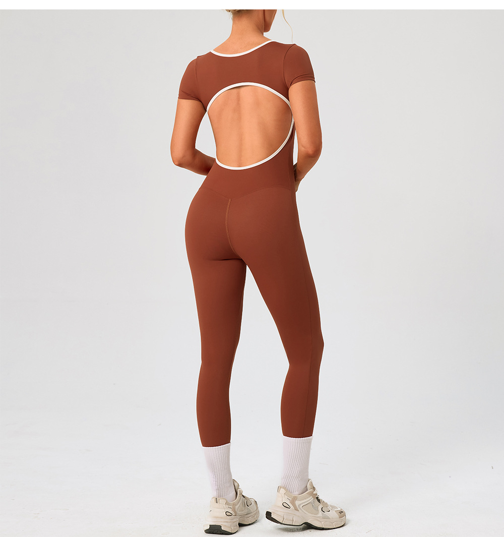 Mono de fitness de una pieza para mujer, mono de gimnasio de manga corta, mono de yoga de una pieza, ropa deportiva, monos deportivos FGBYW1024L