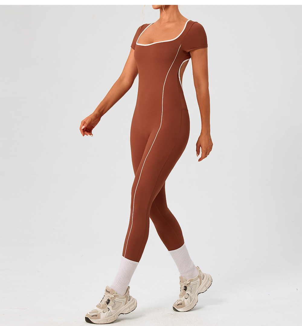 Mono de fitness de una pieza para mujer, mono de gimnasio de manga corta, mono de yoga de una pieza, ropa deportiva, monos deportivos FGBYW1024L