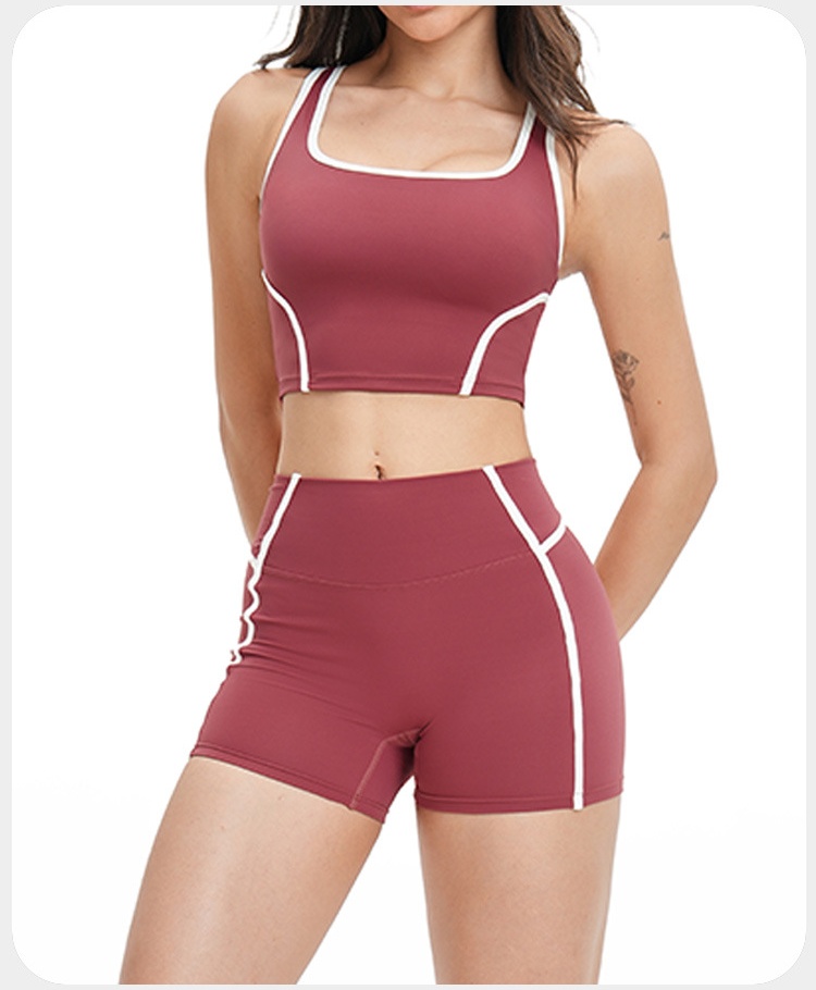 Conjunto deportivo de cuatro piezas para mujer: top corto con espalda descubierta, pantalones de chándal de pierna ancha acampanada. Ideal para gimnasio, fitness, entrenamiento y yoga. FGBTZ2101