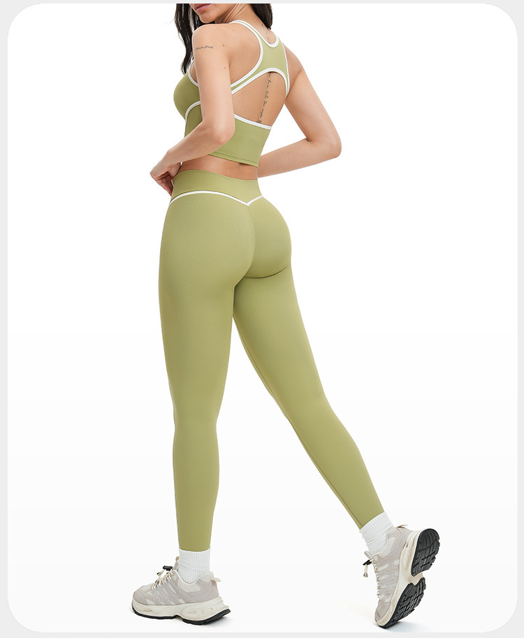 Conjunto deportivo de cuatro piezas para mujer: top corto con espalda descubierta, pantalones de chándal de pierna ancha acampanada. Ideal para gimnasio, fitness, entrenamiento y yoga. FGBTZ2101