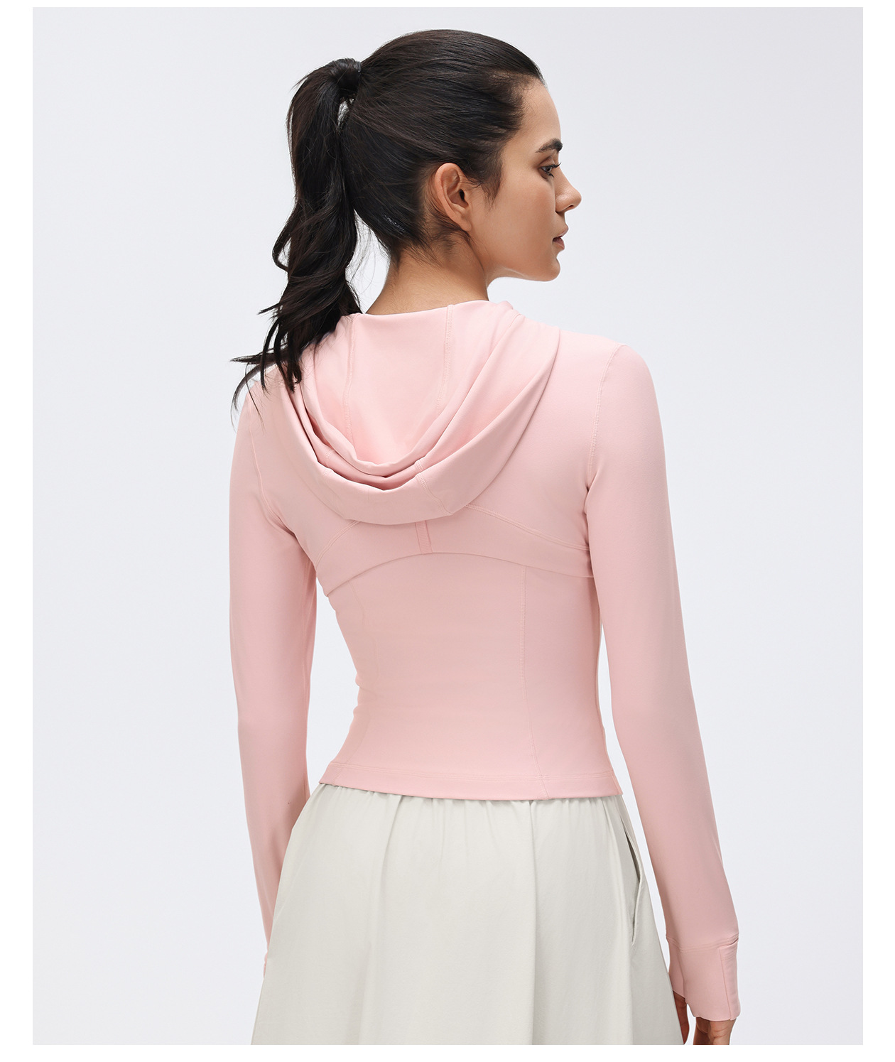 Chaqueta deportiva de manga larga con capucha para gimnasio, running, fitness, entrenamiento, con cremallera, FGBD25180