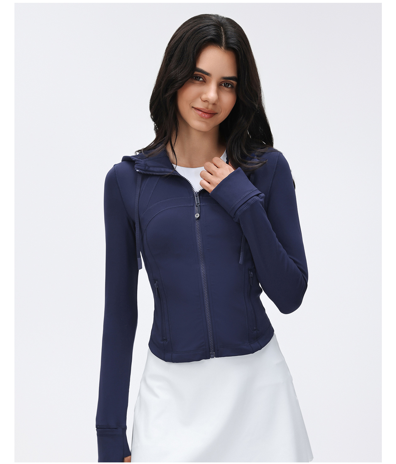 Chaqueta deportiva de manga larga con capucha para gimnasio, running, fitness, entrenamiento, con cremallera, FGBD25180