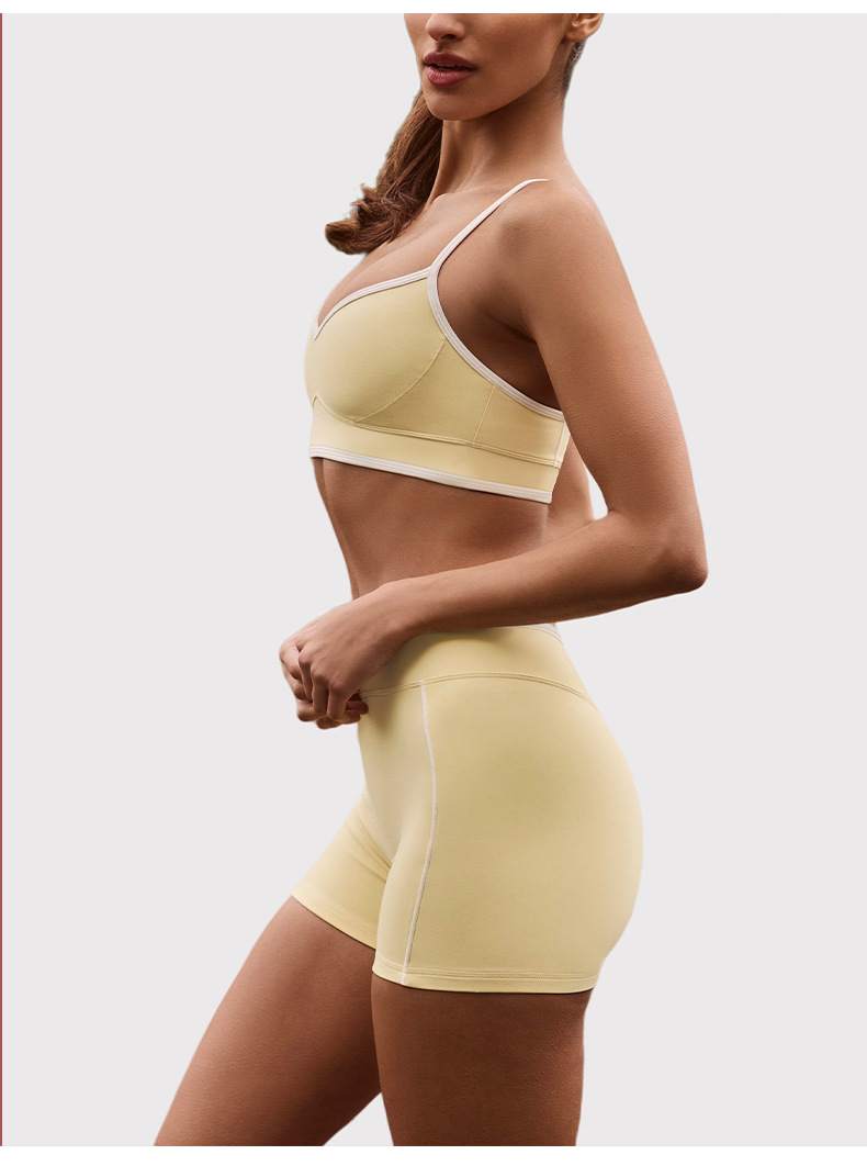 2 piezas de sujetador deportivo sin espalda para mujer, ropa deportiva para gimnasio, conjuntos de entrenamiento de yoga, pantalones cortos FGBB6594 K6595