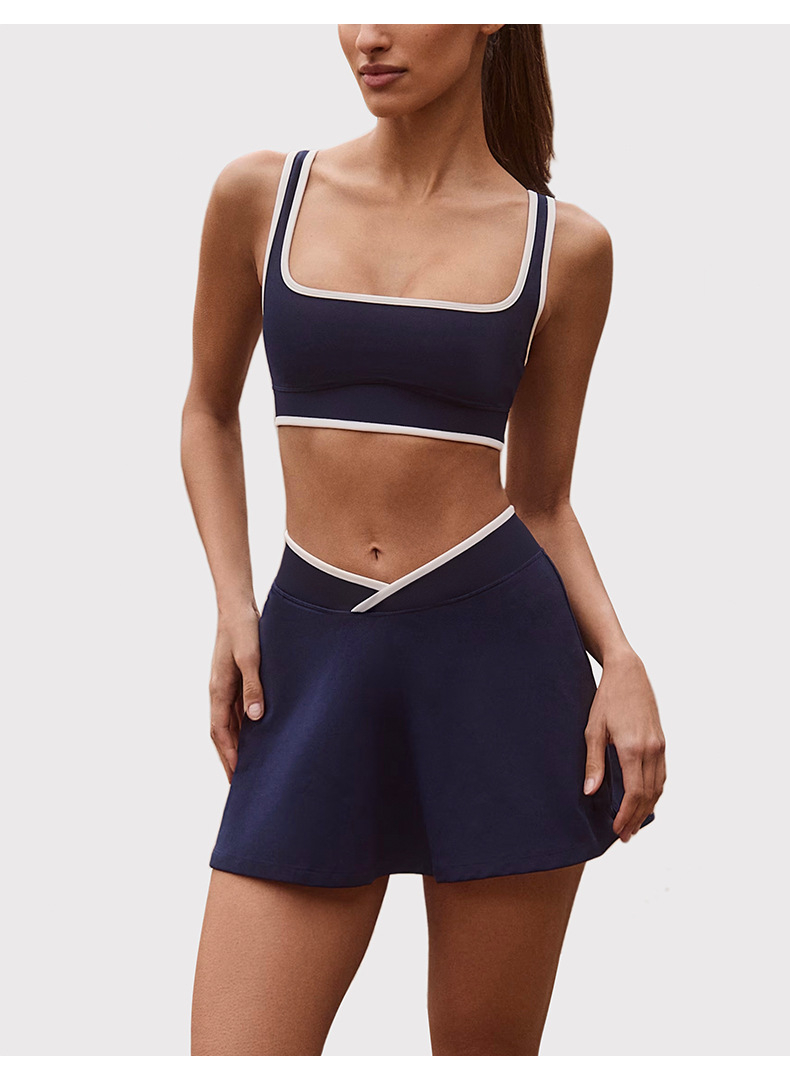 Conjunto deportivo de dos piezas para mujer, transpirable, con sujetador y falda de tenis, para yoga, FGBB6597 K6598