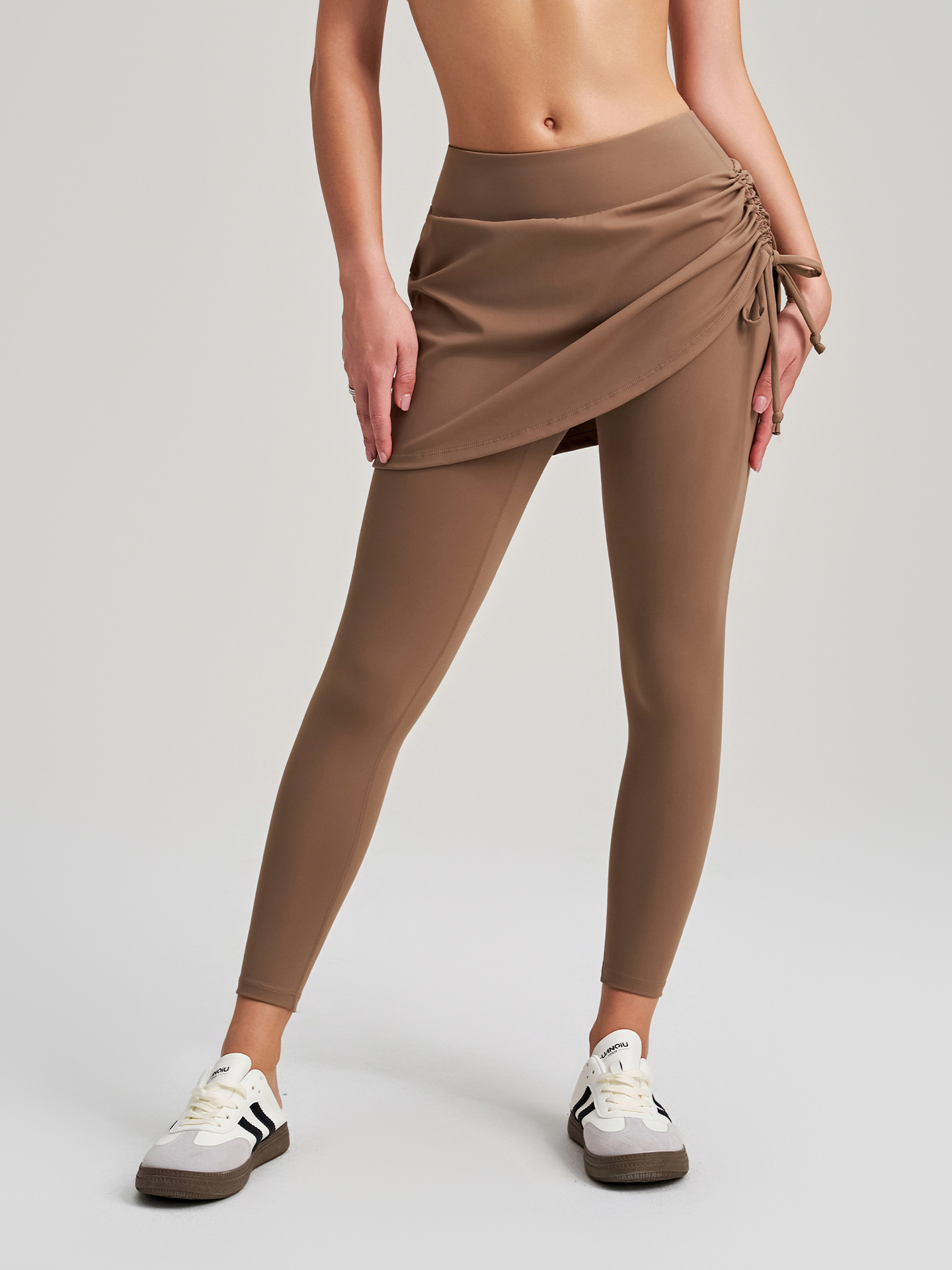 Pantalones de yoga de cintura alta con cordón ajustable para mujer, control de abdomen, adelgazamiento, longitud completa, FGBCK-5082