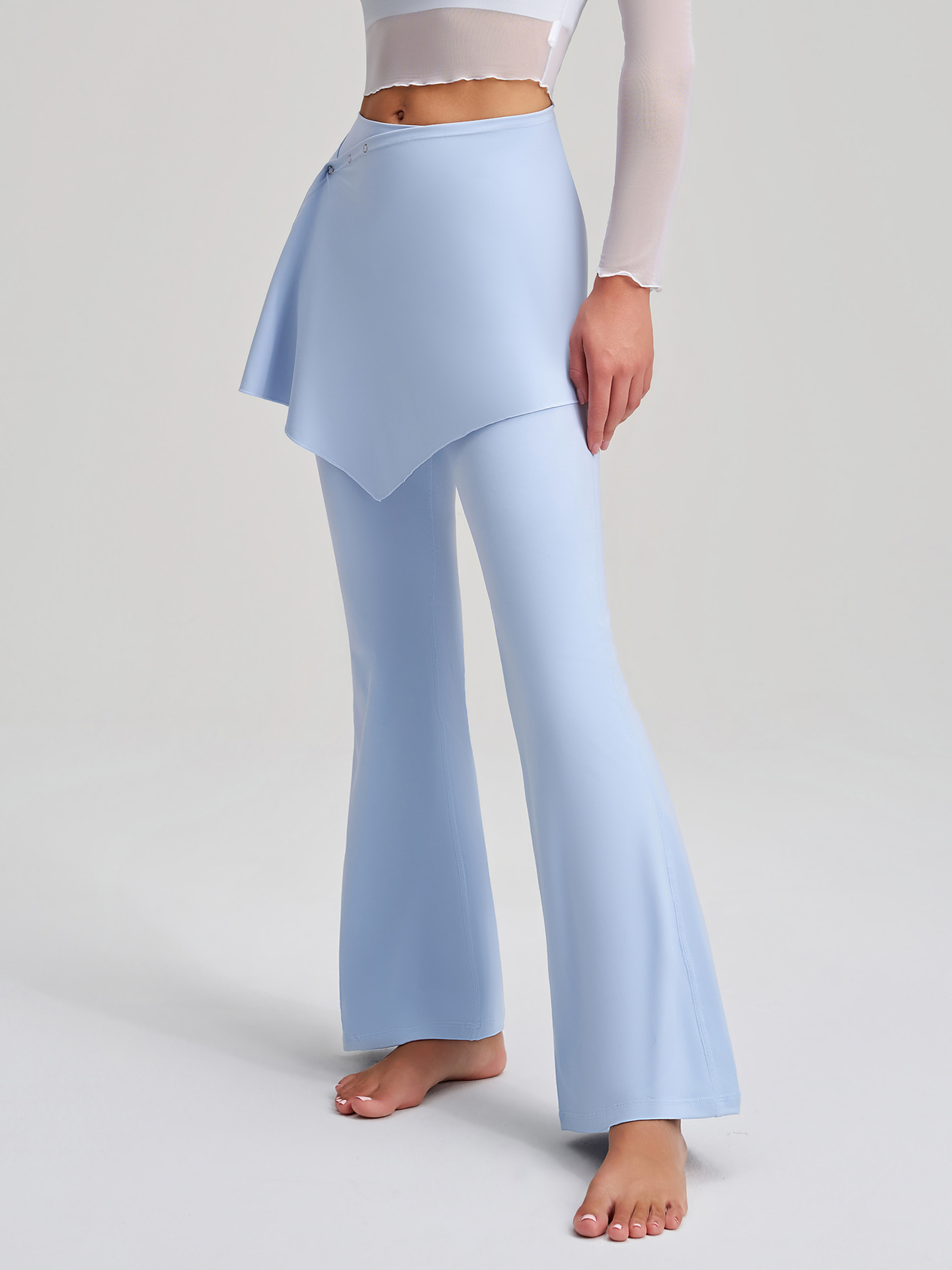 Leggings deportivos acampanados de cintura alta con falda desmontable para mujer, ropa deportiva de gimnasio, FGBCK-5102 YPF-5002