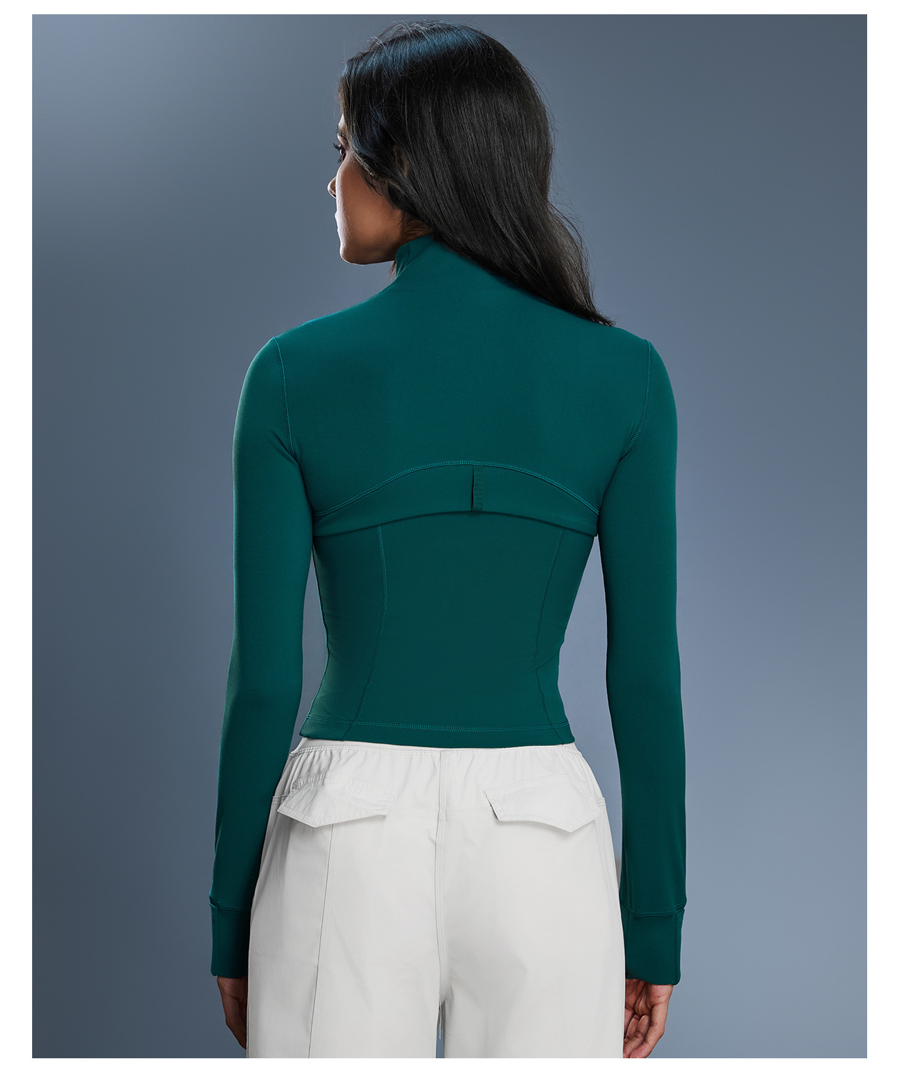 Chaqueta deportiva de manga larga para mujer, para deportes al aire libre, yoga, fitness, alta elasticidad, ajustada, con cuello alto y cremallera, para gimnasio y yoga, FGBDAW177