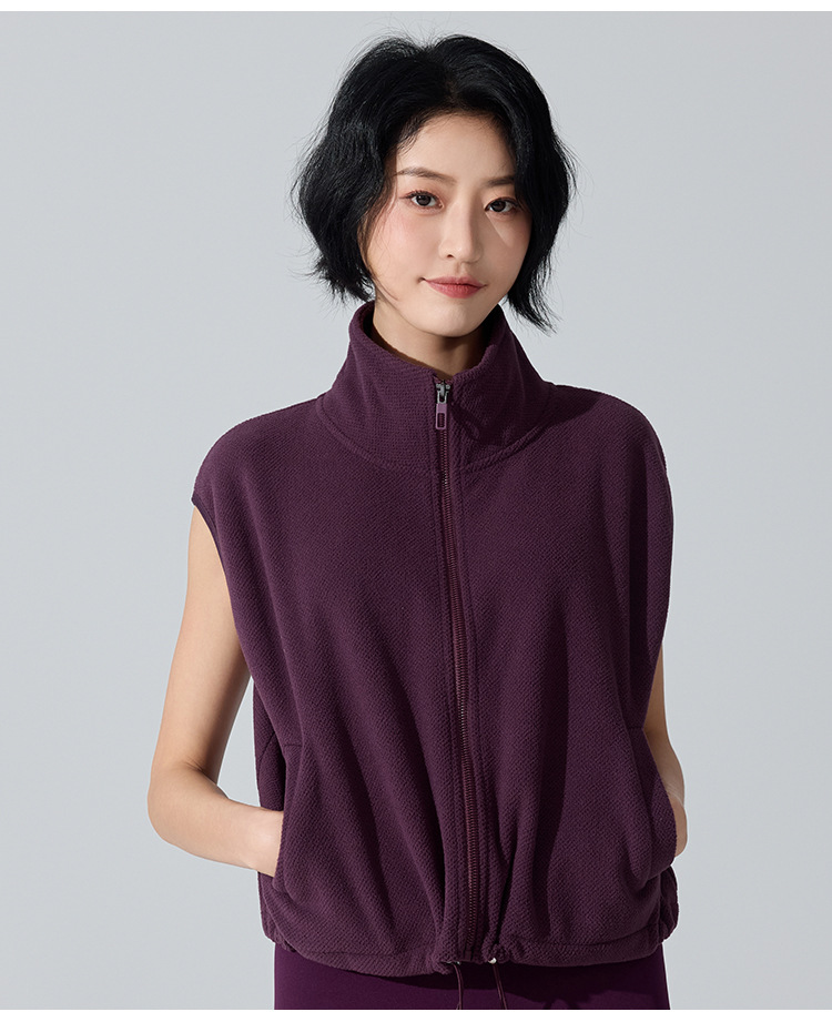 Chaqueta sin mangas con cremallera y cuello alto, resistente al viento, para mujer, chaleco deportivo, FGBYW481