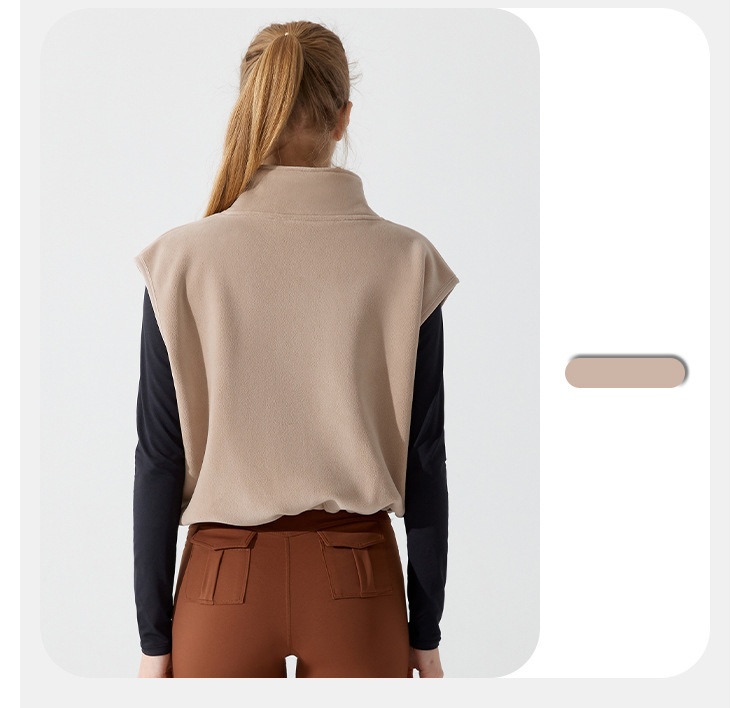 Women's Fall/Winter Fleece Sleeveless Athletic Jacket Outerwear Fitness Stand-up Collar Sport Yoga Vest FGBYM282