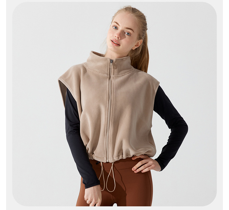 Women's Fall/Winter Fleece Sleeveless Athletic Jacket Outerwear Fitness Stand-up Collar Sport Yoga Vest FGBYM282