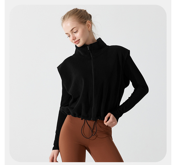 Women's Fall/Winter Fleece Sleeveless Athletic Jacket Outerwear Fitness Stand-up Collar Sport Yoga Vest FGBYM282