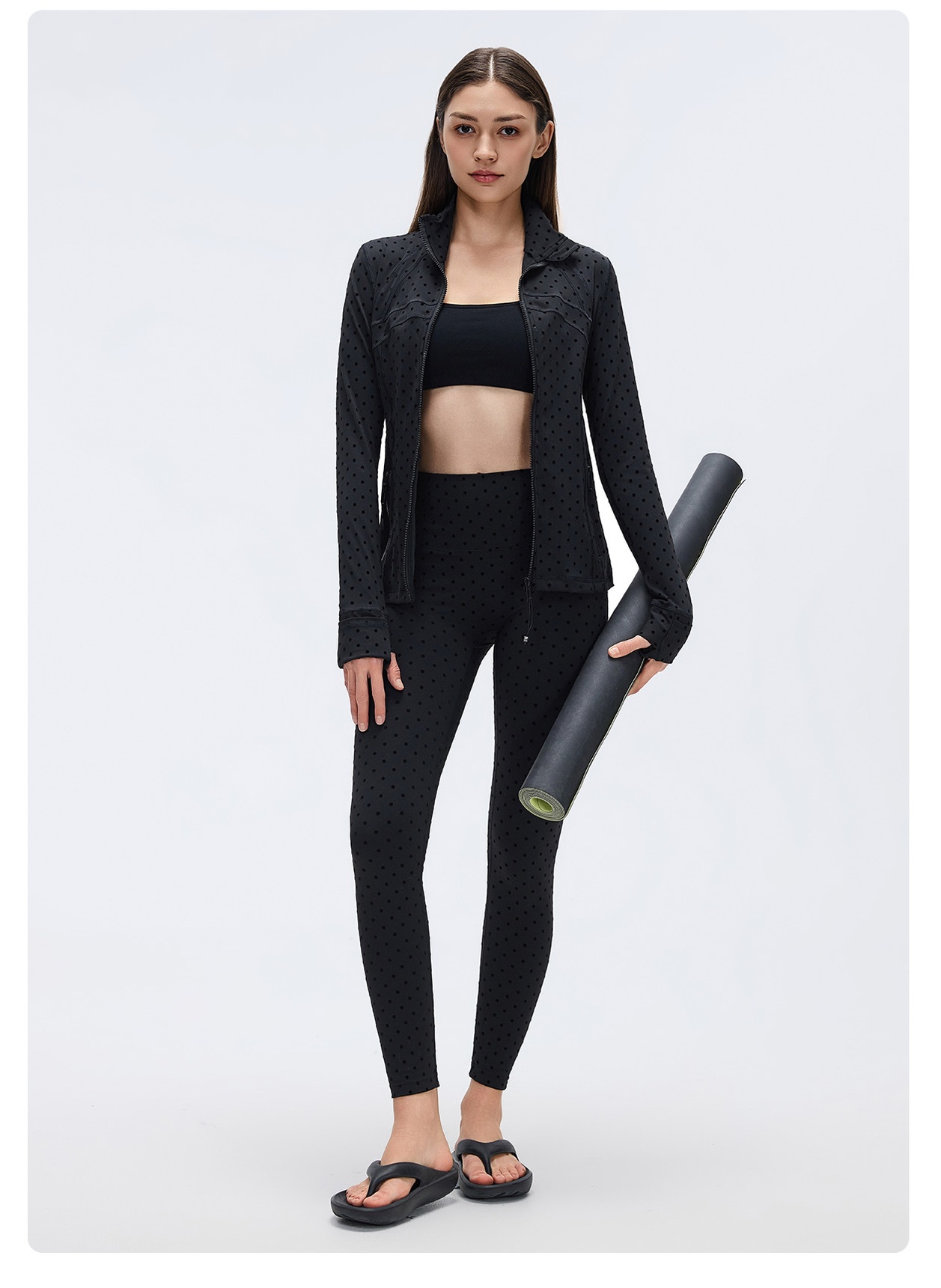 Conjunto de chaqueta y leggings de yoga para mujer, de manga larga, suaves, para entrenamiento en gimnasio, fitness, FGBD19108 D25151
