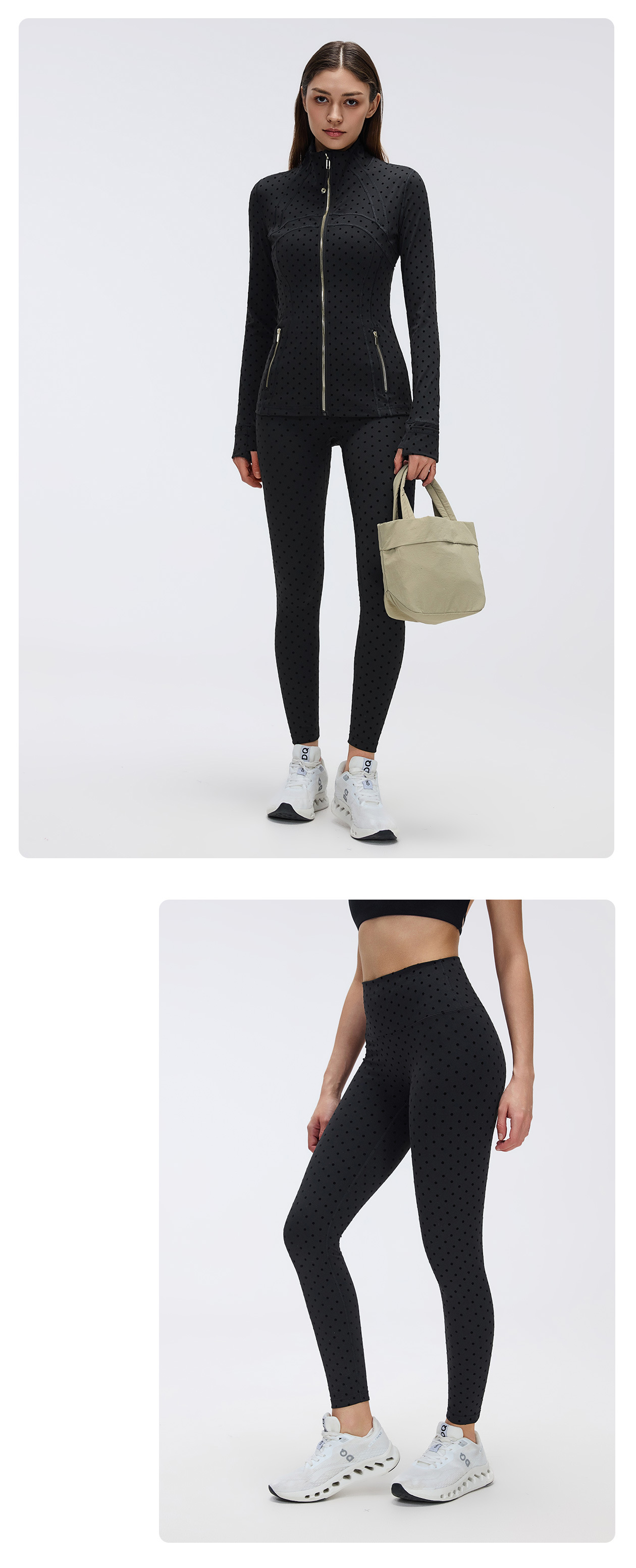 Conjunto de chaqueta y leggings de yoga para mujer, de manga larga, suaves, para entrenamiento en gimnasio, fitness, FGBD19108 D25151