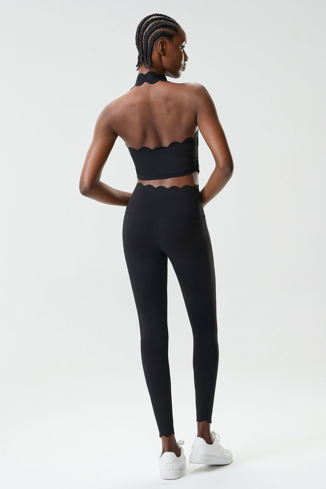 Conjunto de dos piezas de sujetador y leggings de yoga para mujer, ropa deportiva de gimnasio, color sólido, FGBYB611 LP447