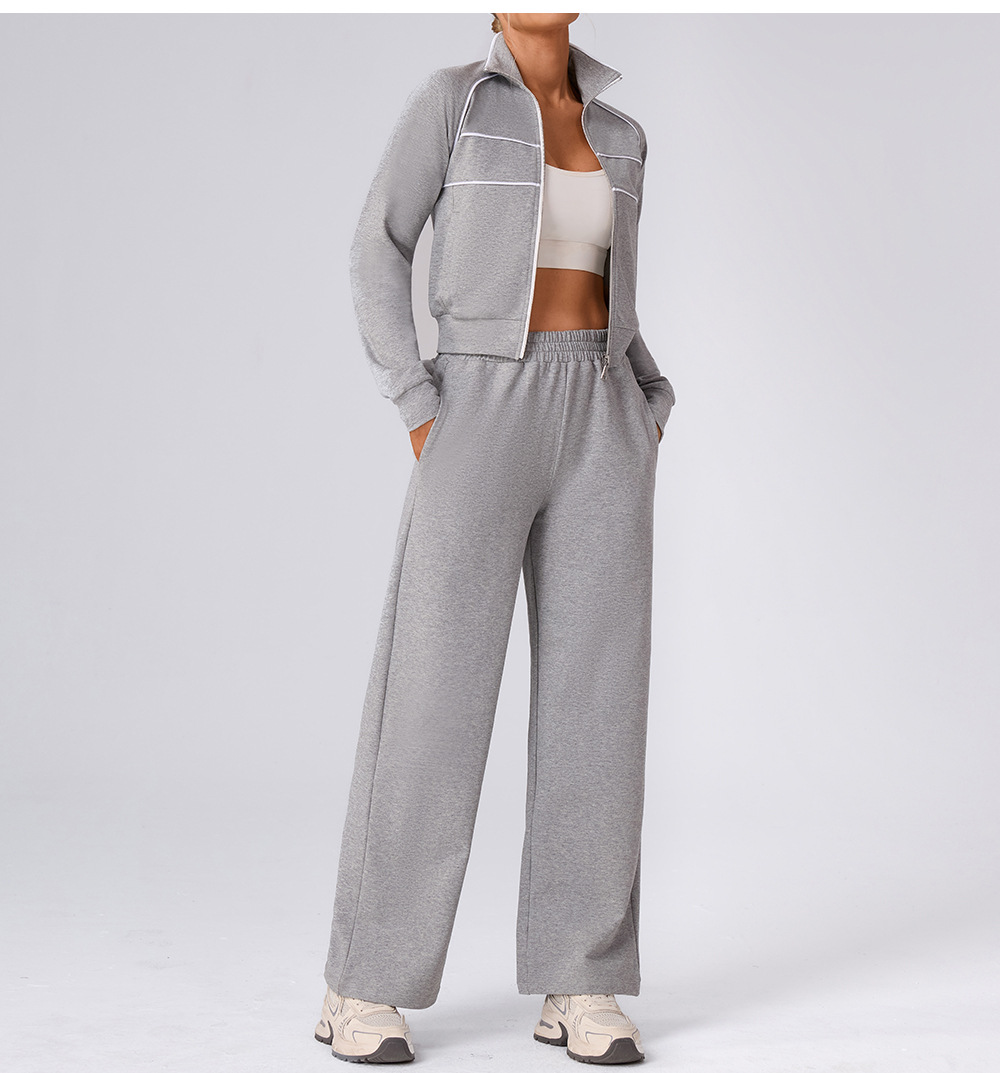 Chándal de dos piezas con cremallera y pantalones elásticos holgados para mujer FGBYW592 KW457