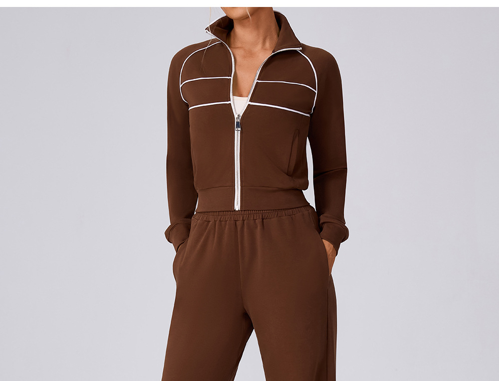 Chándal de dos piezas con cremallera y pantalones elásticos holgados para mujer FGBYW592 KW457