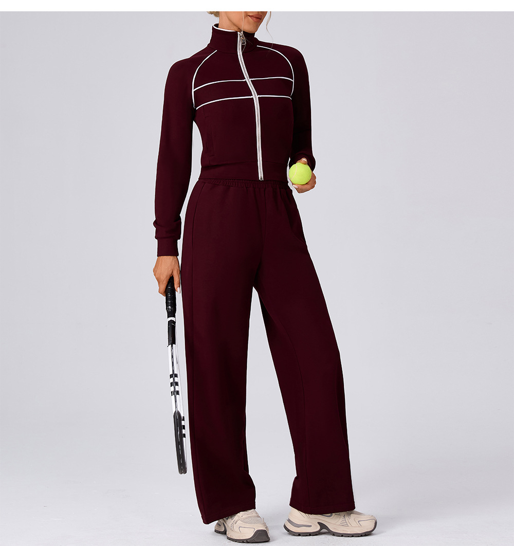 Chándal de dos piezas con cremallera y pantalones elásticos holgados para mujer FGBYW592 KW457