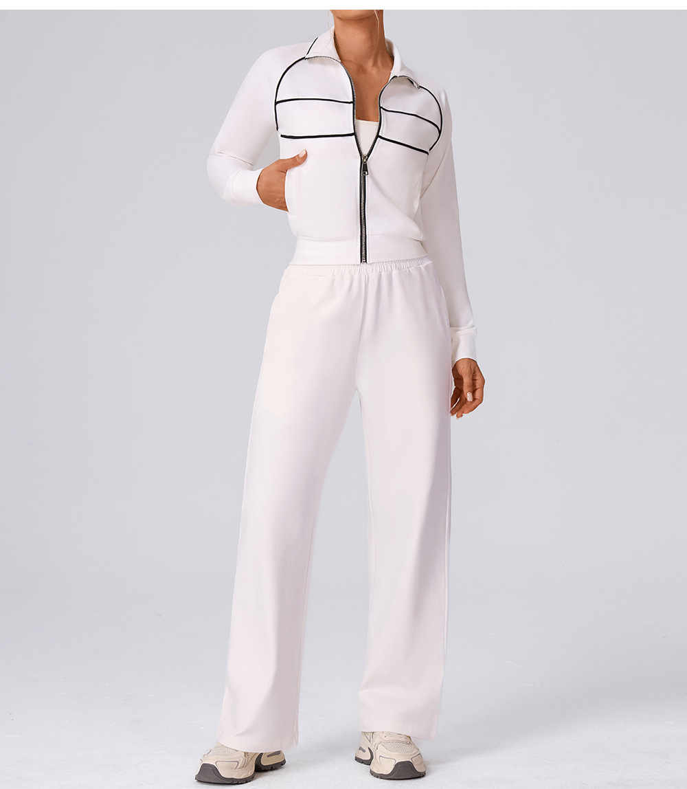 Chándal de dos piezas con cremallera y pantalones elásticos holgados para mujer FGBYW592 KW457