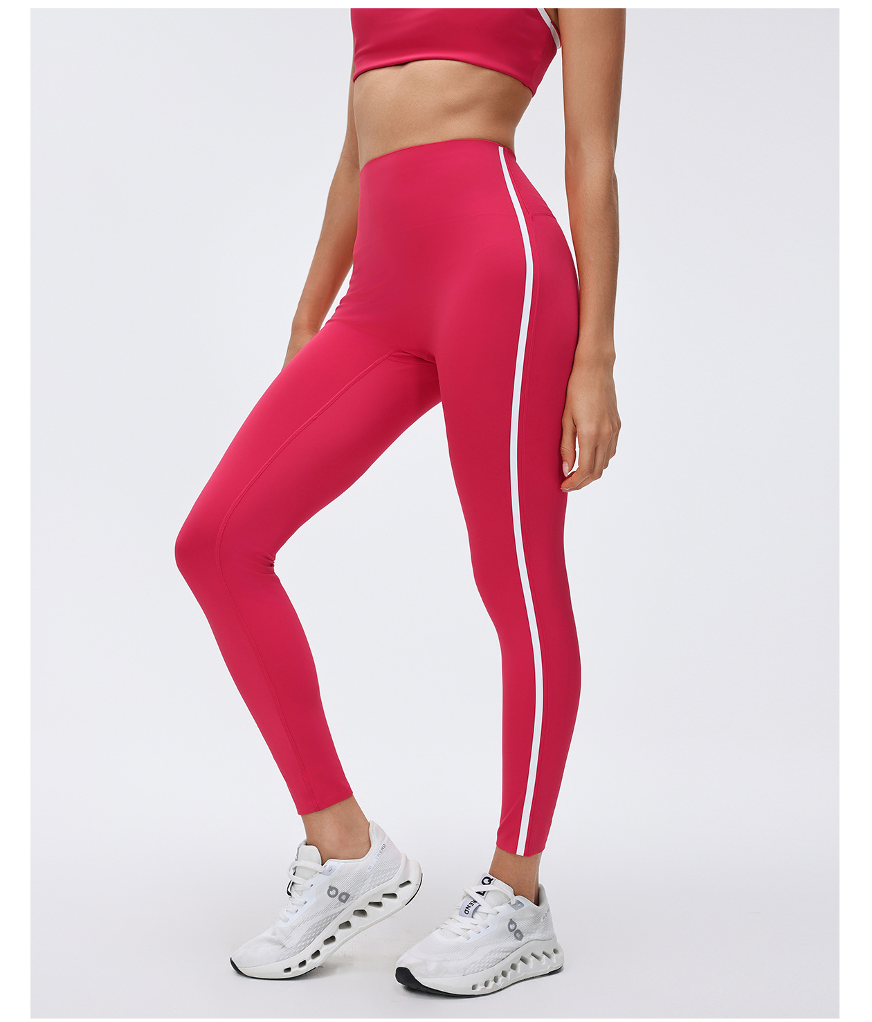 Leggings deportivos de cintura alta a rayas para mujer, pantalones de yoga con cintura elástica para correr, FGBD26039