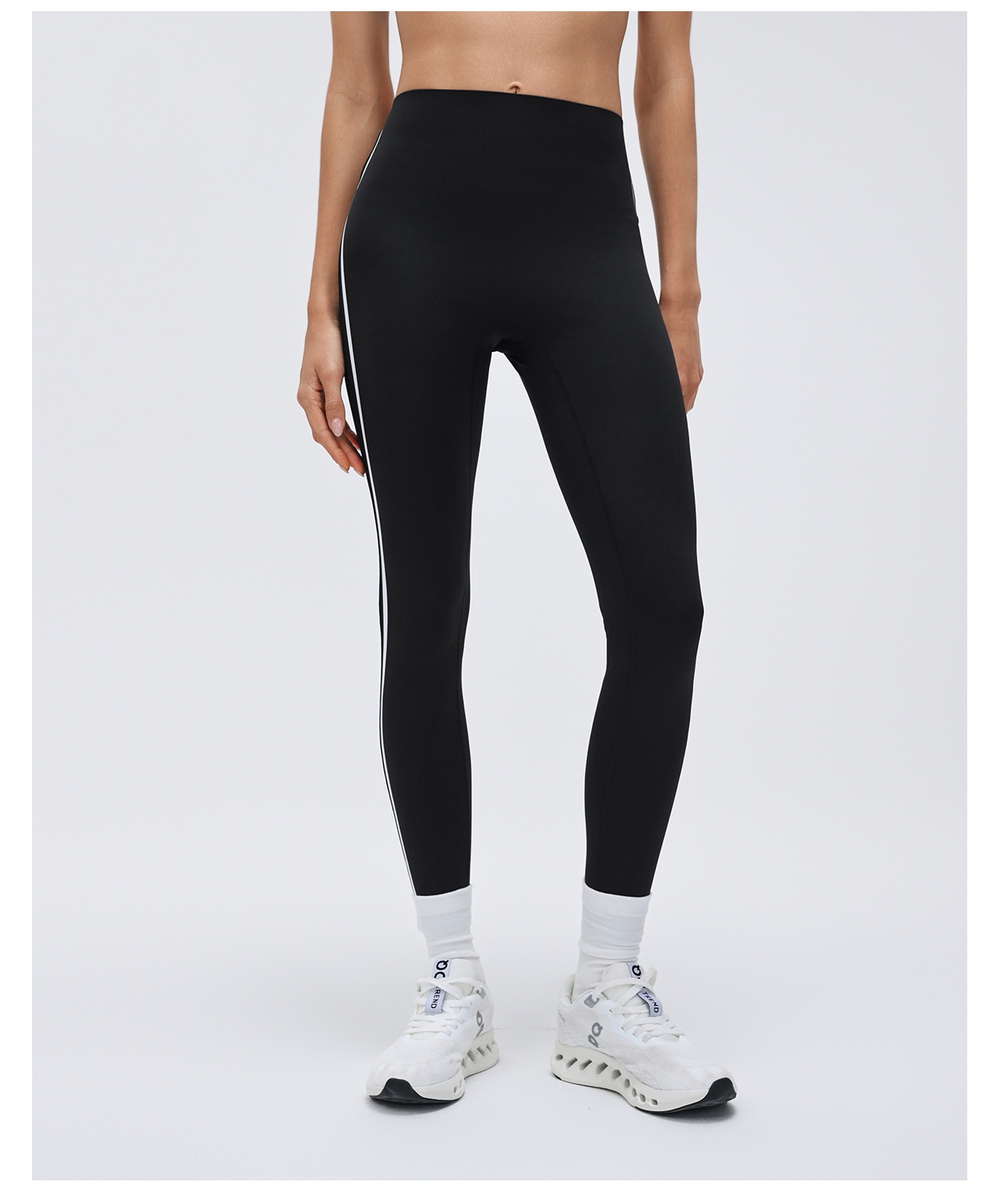 Leggings deportivos de cintura alta a rayas para mujer, pantalones de yoga con cintura elástica para correr, FGBD26039