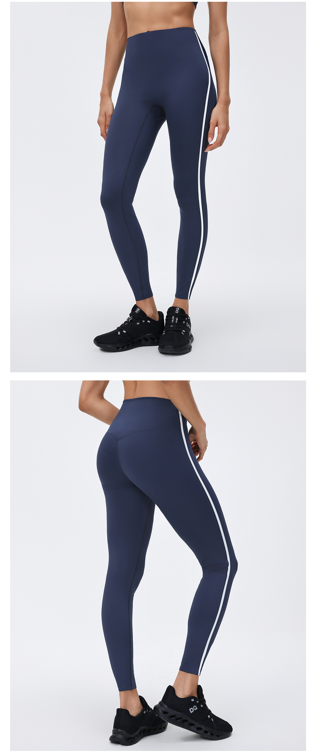 Leggings deportivos de cintura alta a rayas para mujer, pantalones de yoga con cintura elástica para correr, FGBD26039