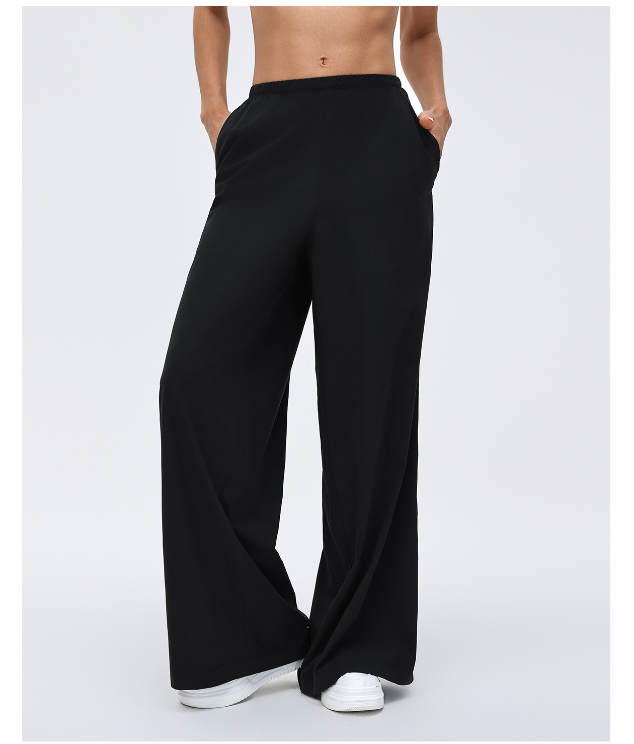 Pantalones de running para mujer, holgados, de pierna ancha, deportivos, informales, para fitness, yoga, FGBD26030