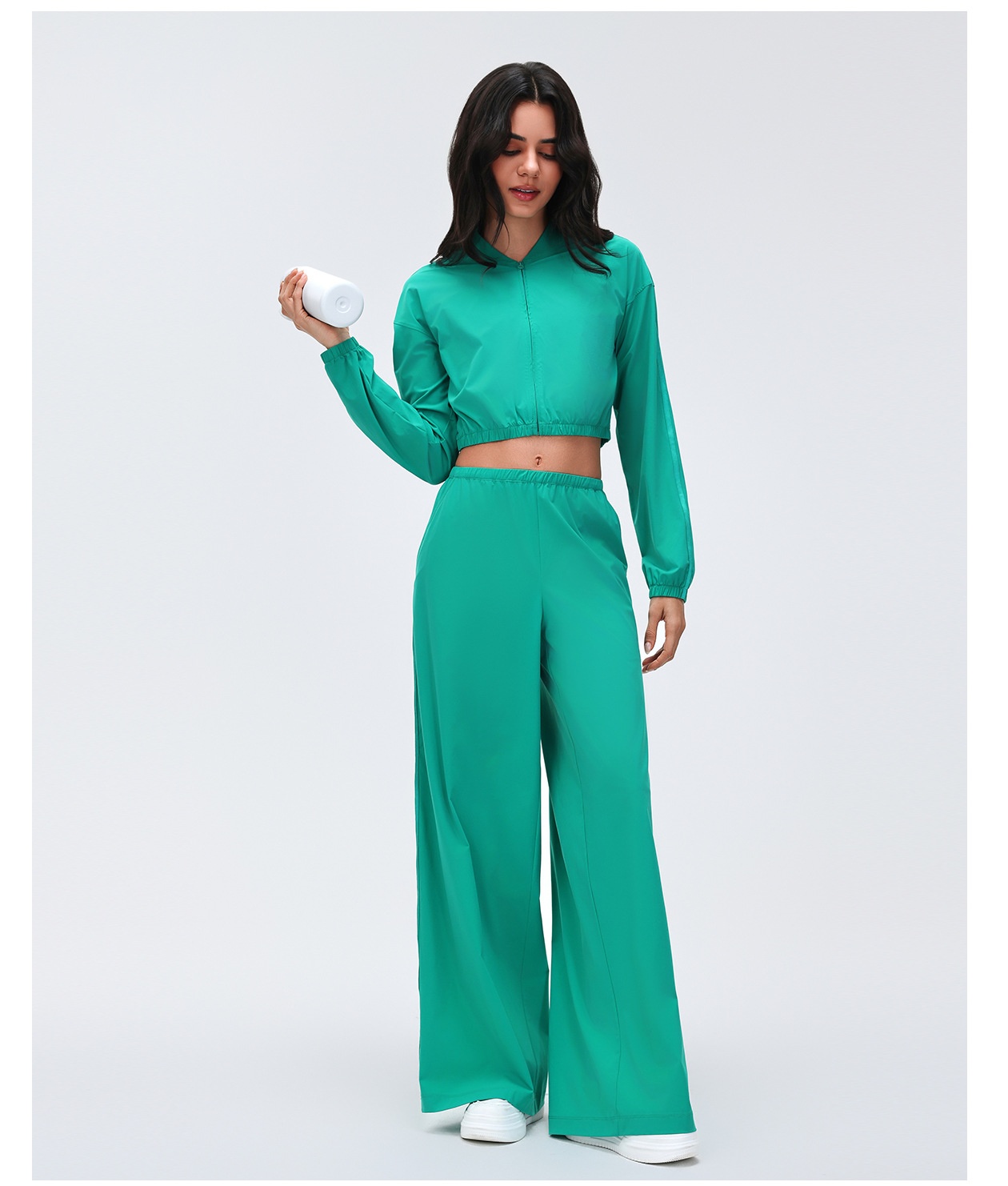 Pantalones de running para mujer, holgados, de pierna ancha, deportivos, informales, para fitness, yoga, FGBD26030