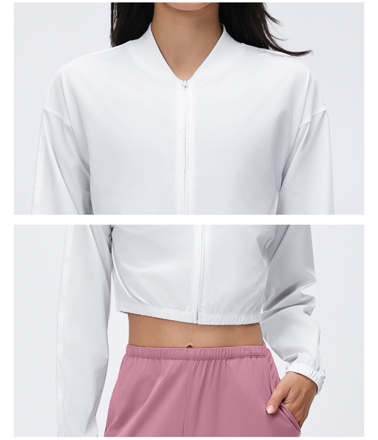 Chaqueta deportiva para correr, corta, con cremallera, para yoga, para mujer, FGBD26029