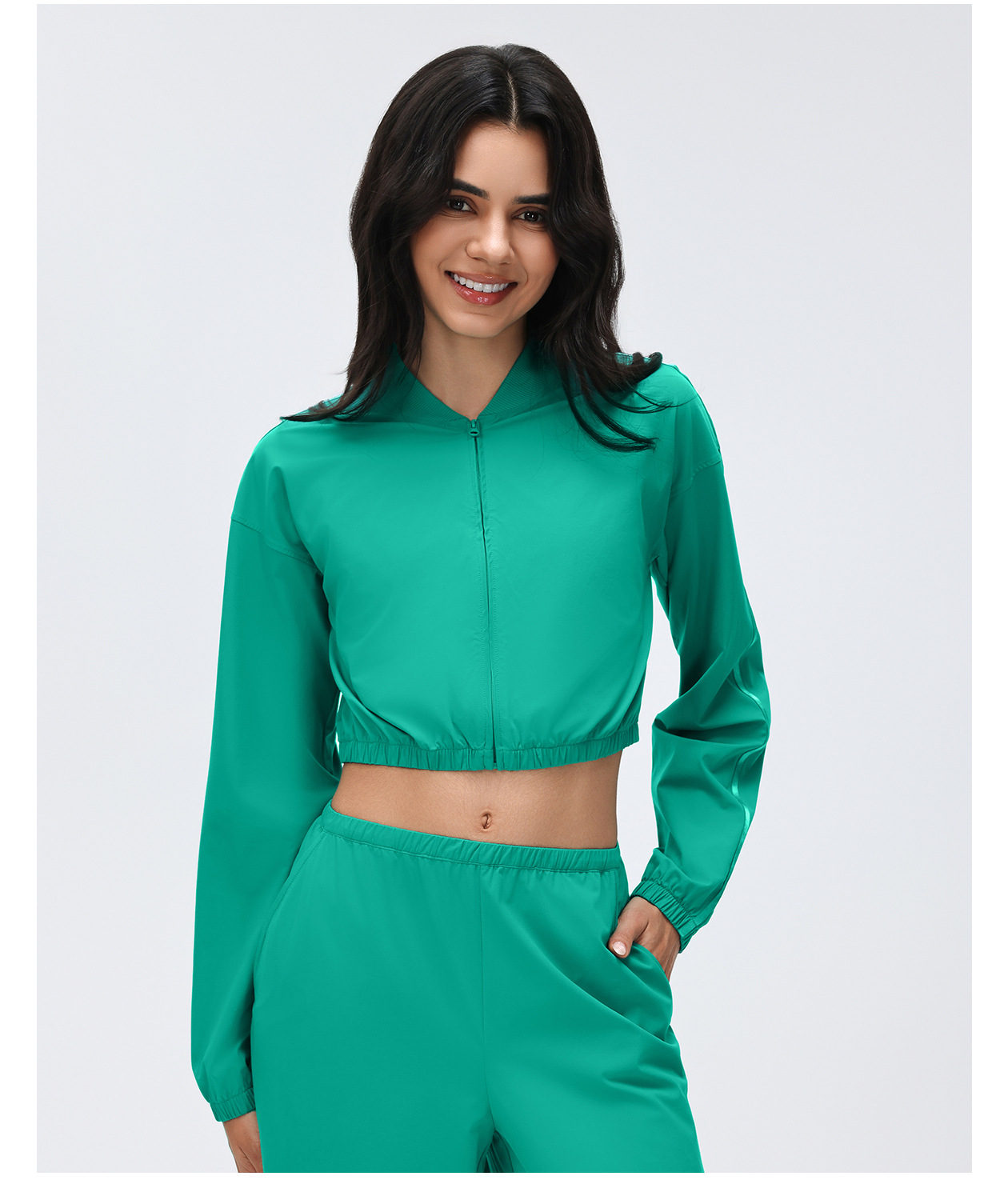 Chaqueta deportiva para correr, corta, con cremallera, para yoga, para mujer, FGBD26029