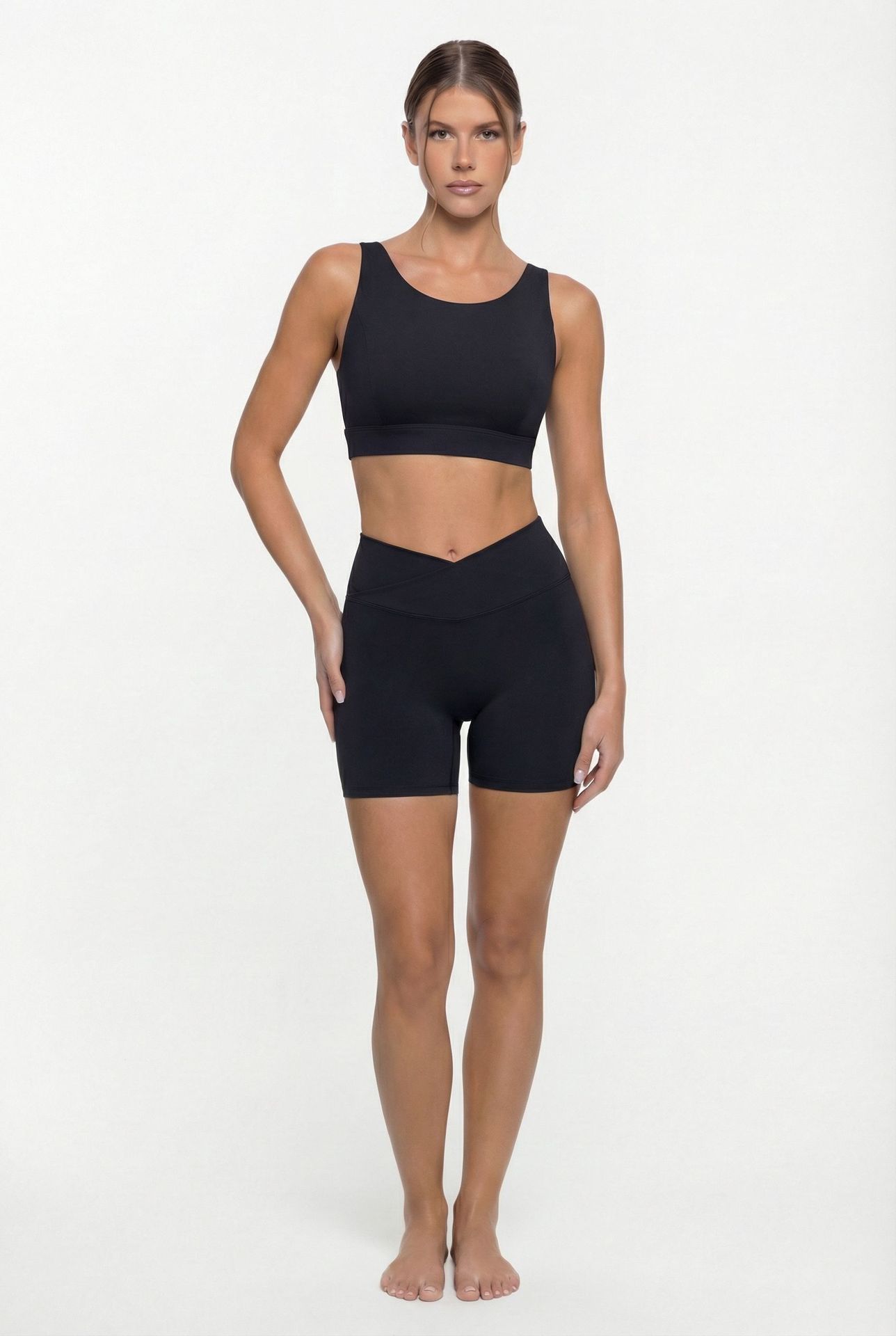 Conjuntos de yoga para mujer, conjunto de 2 piezas de yoga corto, pantalones cortos y camisetas de entrenamiento para mujer FGB25102