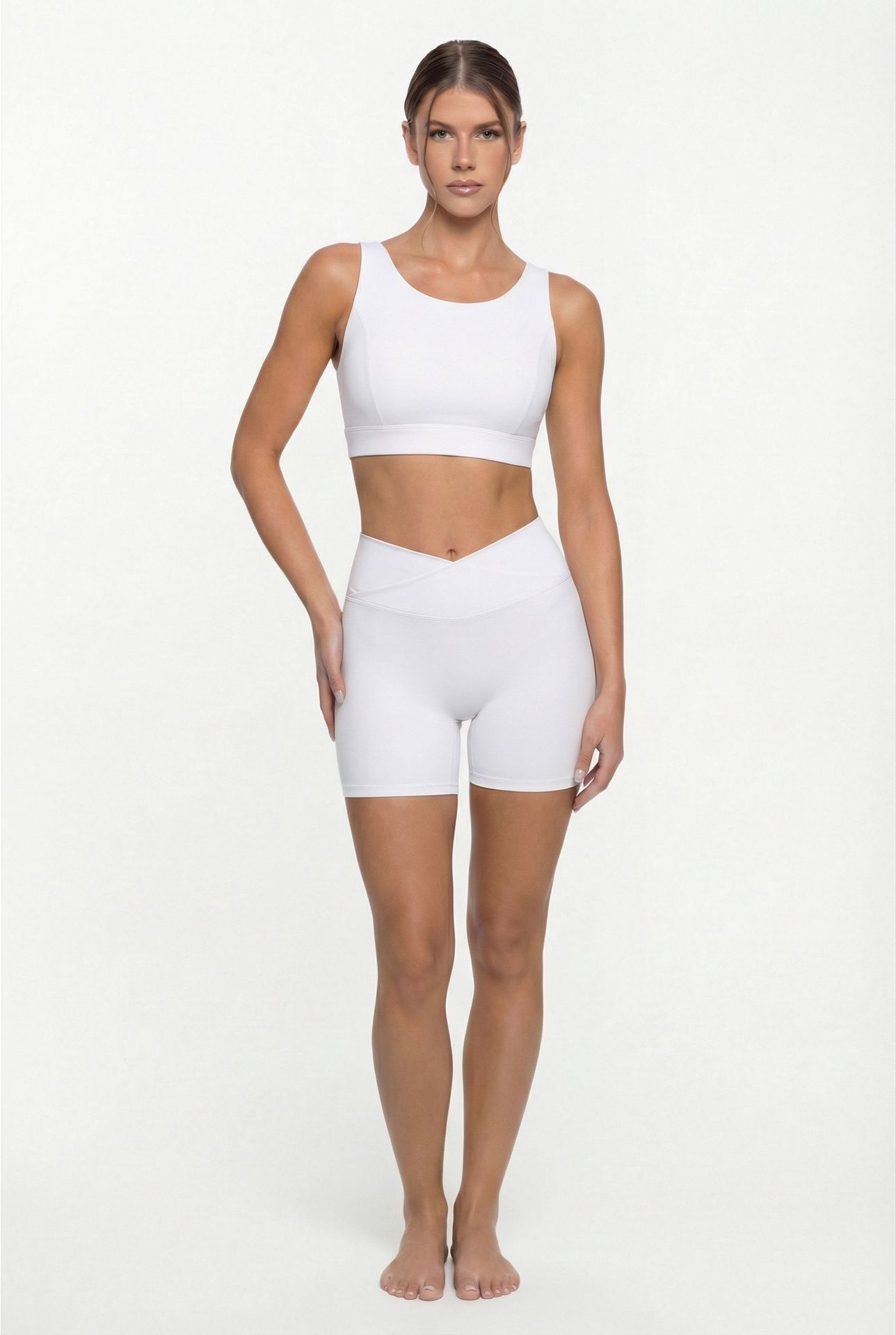 Conjuntos de yoga para mujer, conjunto de 2 piezas de yoga corto, pantalones cortos y camisetas de entrenamiento para mujer FGB25102