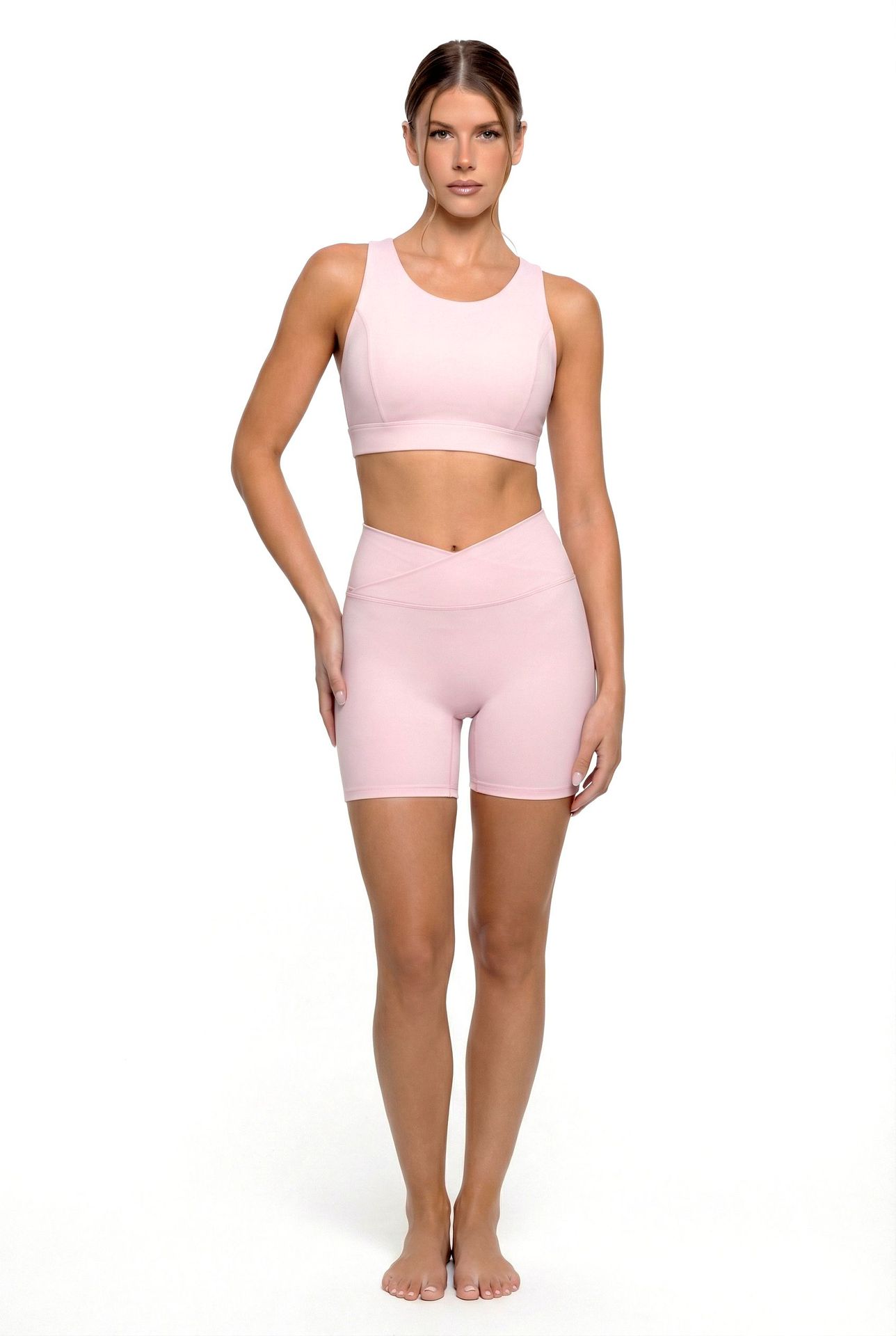 Conjuntos de yoga para mujer, conjunto de 2 piezas de yoga corto, pantalones cortos y camisetas de entrenamiento para mujer FGB25102