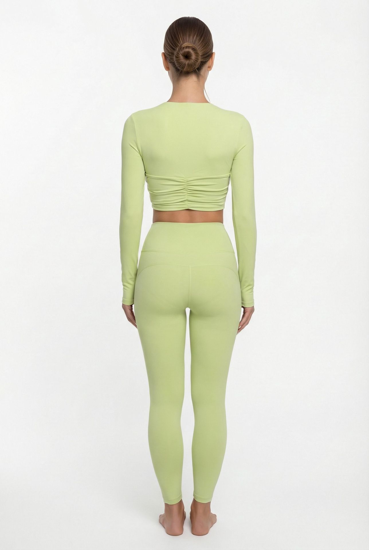 Conjunto deportivo de 2 piezas para mujer, con camiseta de manga larga y leggings para yoga, fitness y entrenamiento, FGB25113