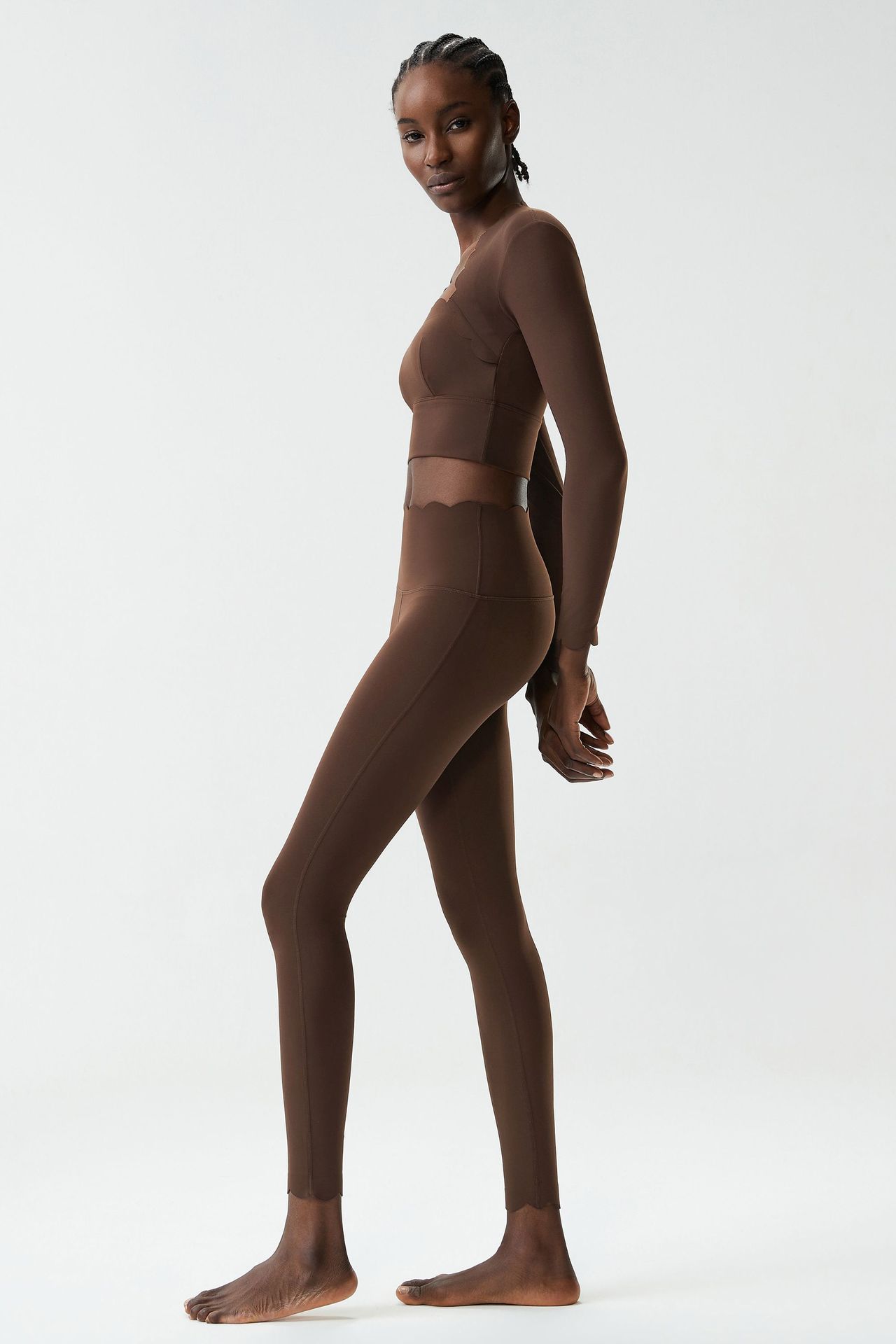 Conjunto de yoga de 3 piezas de manga larga, elástico en 4 direcciones, para gimnasio y fitness, para mujer, FGBYB609/YB602 LP447